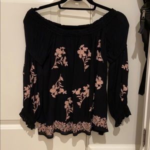 Off the shoulder blouse with pink floral design